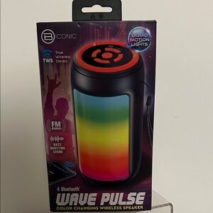 Wave Pulse Bluetooth Speaker - Black with Color Changing Lights NIP